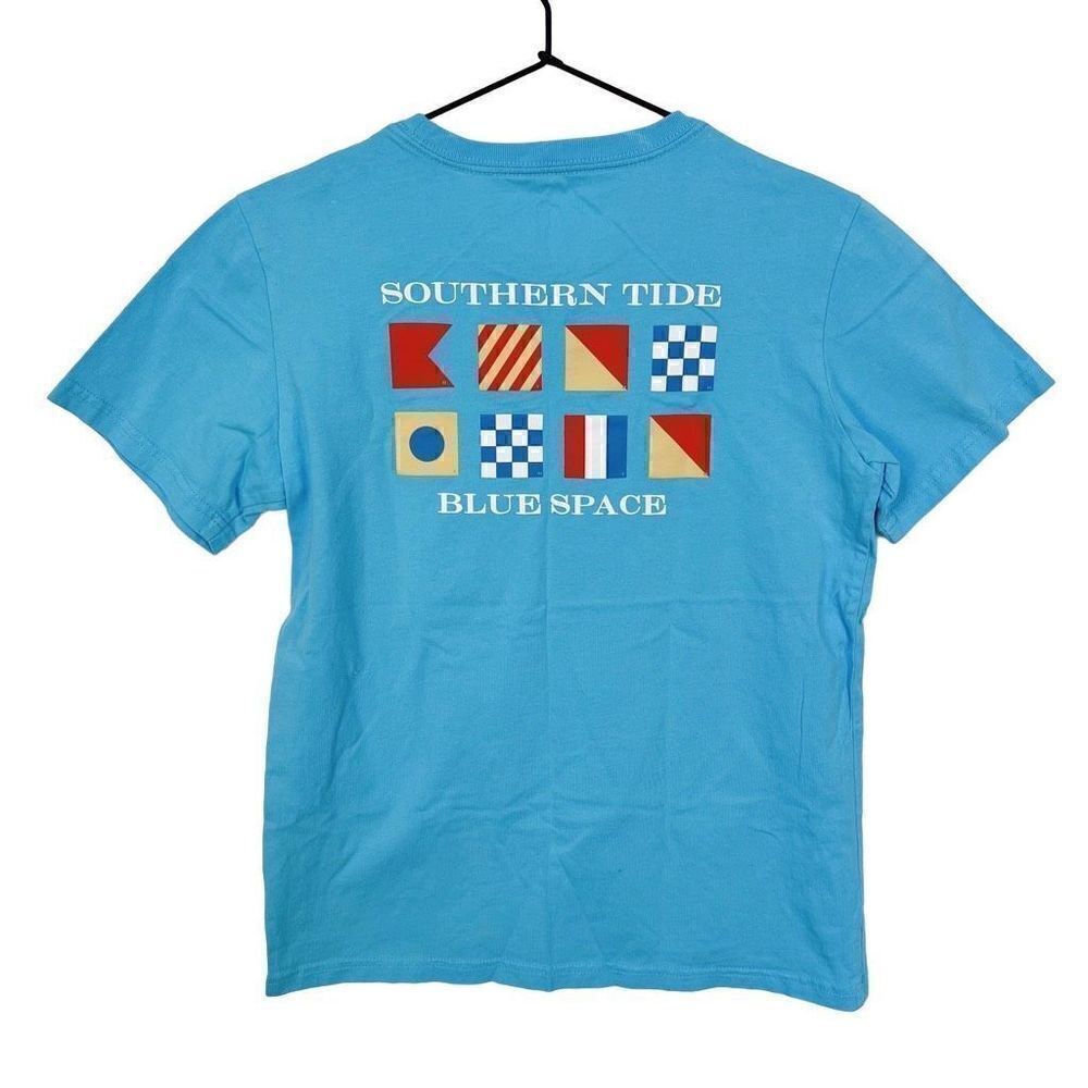Southern Tide Signal Flags Short Sleeve Graphic Tee Sailing Blue boys XL